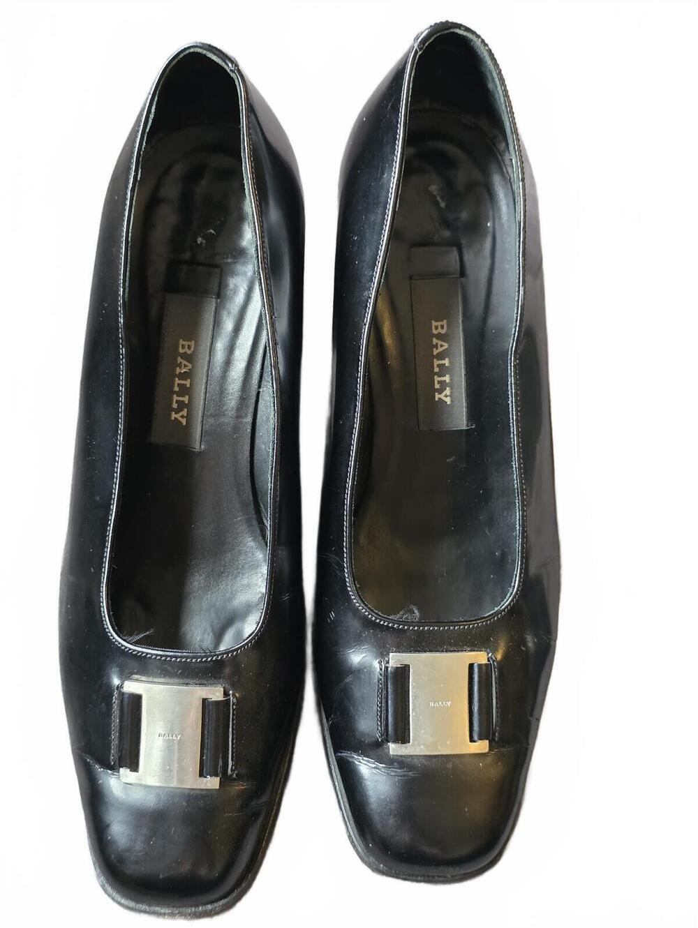 Vintage 90s Bally Black Logo Plate Pumps | Ballet Office Core Pumps Sz 7